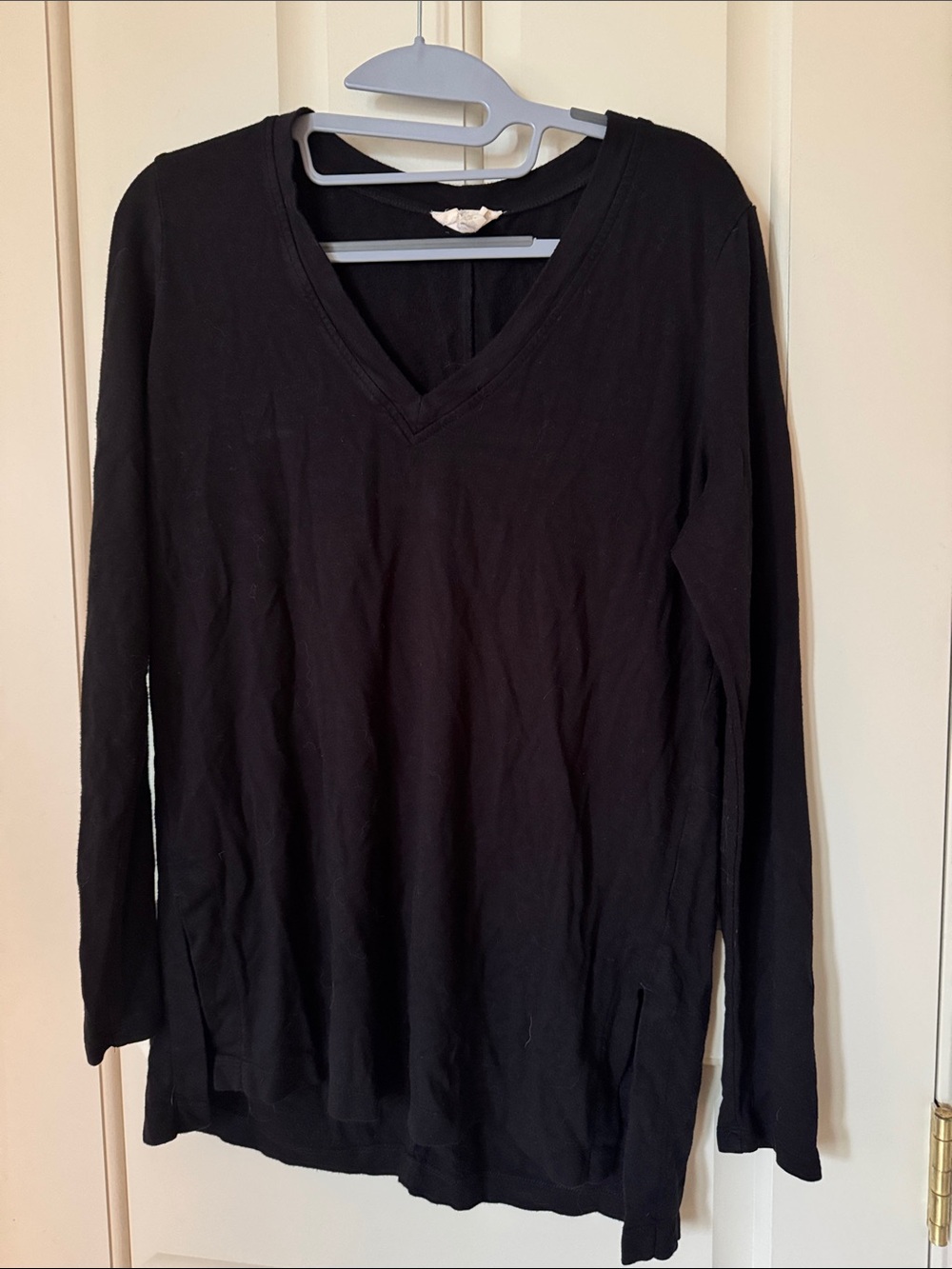 LOFT Black V-Neck Long Sleeve Sweatshirt